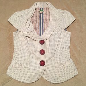 Anthropologie Ett Twa Polka Dot Cap Sleeve Jacket